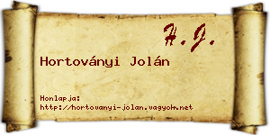 Hortoványi Jolán névjegykártya